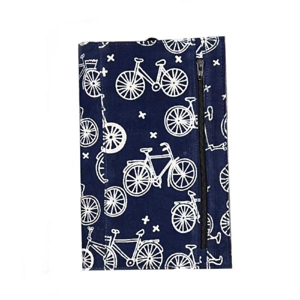 Reversible Paperback Book Sleeve with Zipper Pocket - Bicycle Print
